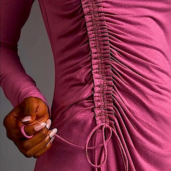 Daily Practice by Anthropologie Ruched Dress in Raspberry. Size M NWOT - Picture 4 of 14